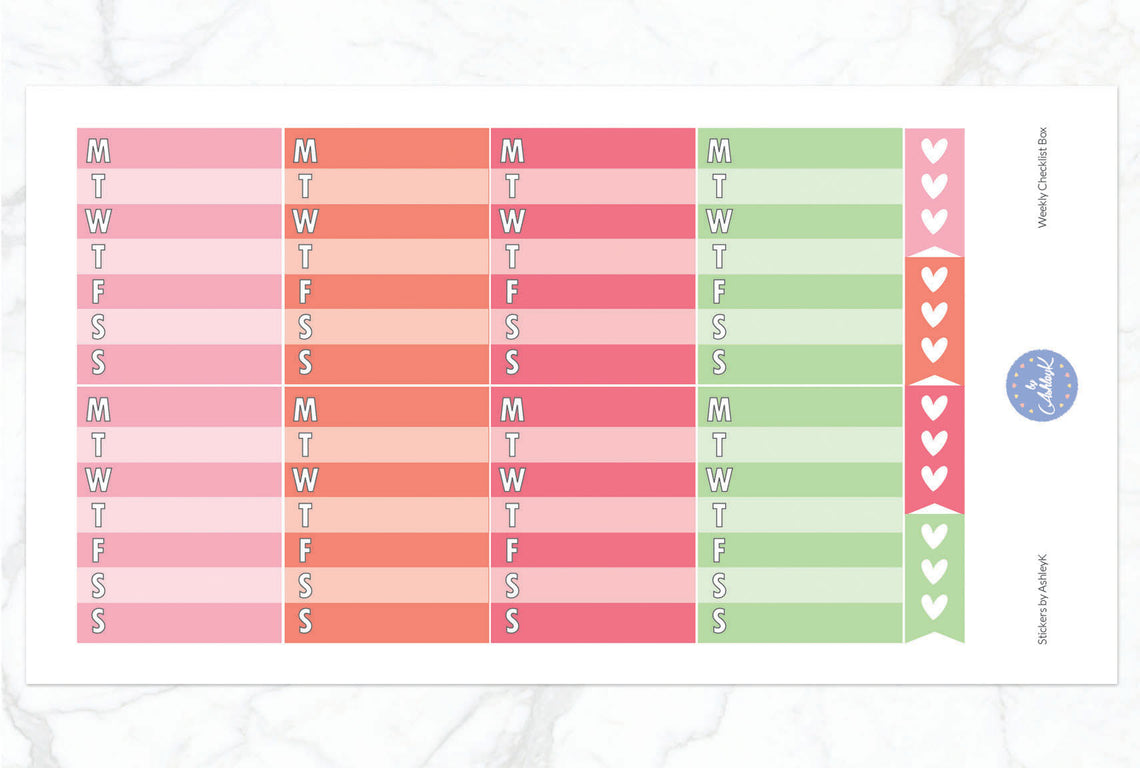Weekly Checklist Stickers - Strawberry