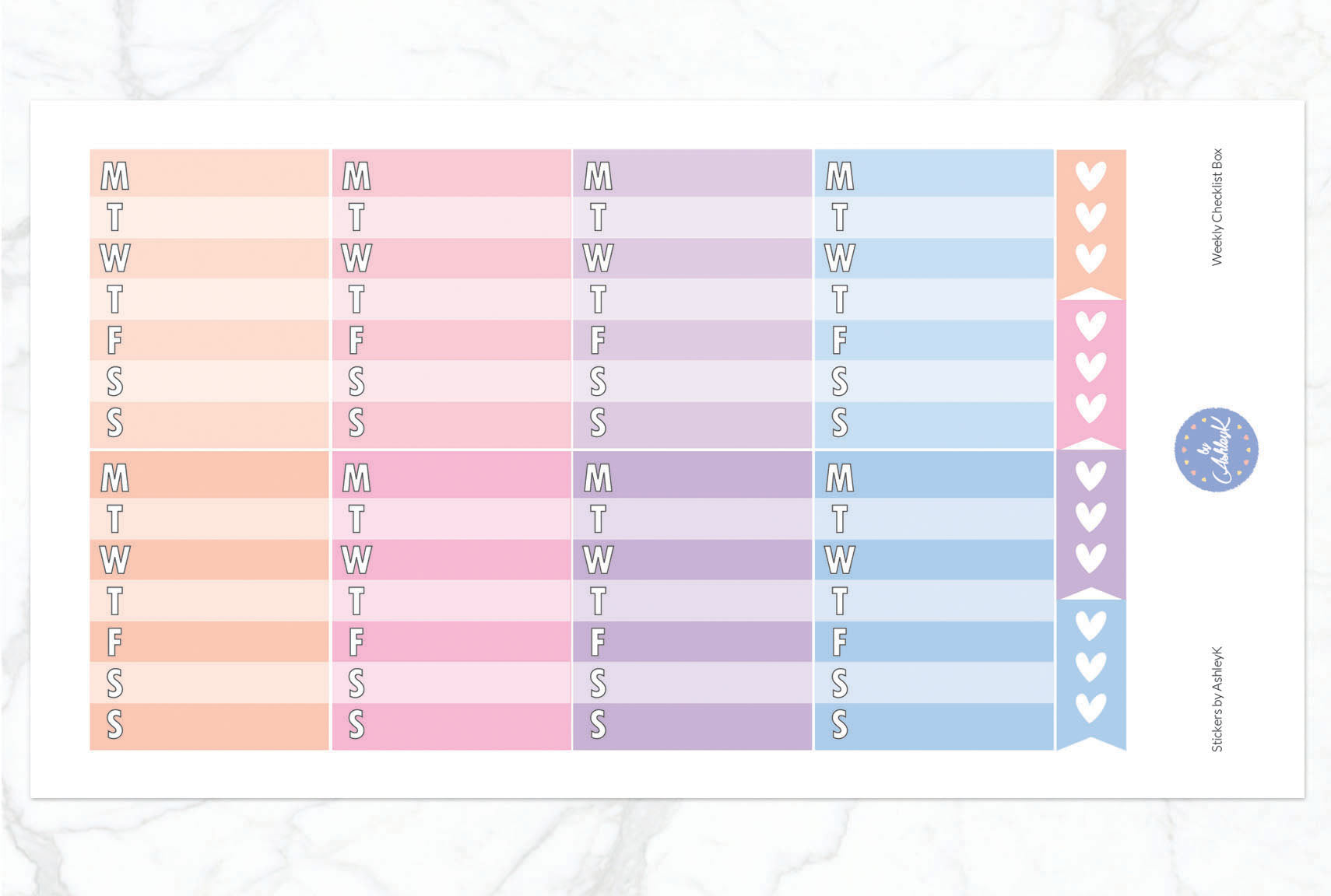 Weekly Checklist Stickers - Pastel Sunset