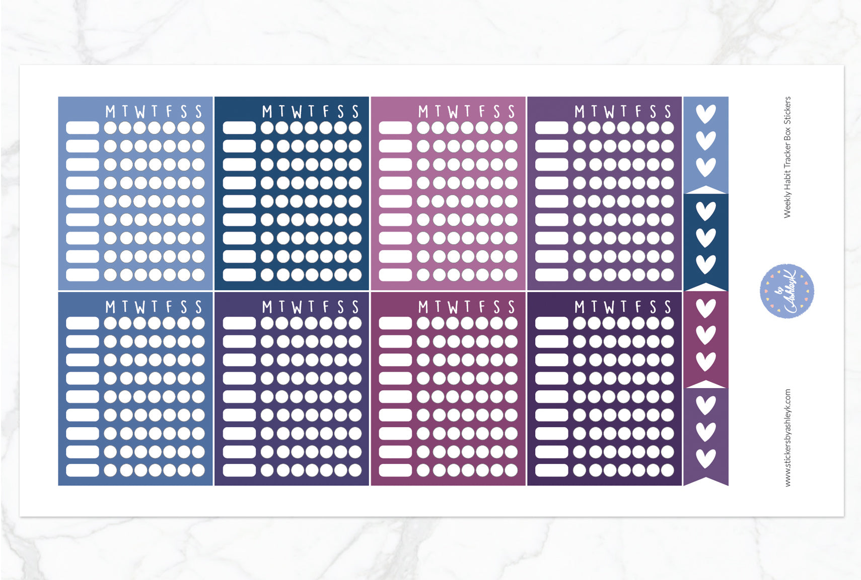 Weekly Habit Tracker Box Stickers - Blueberry