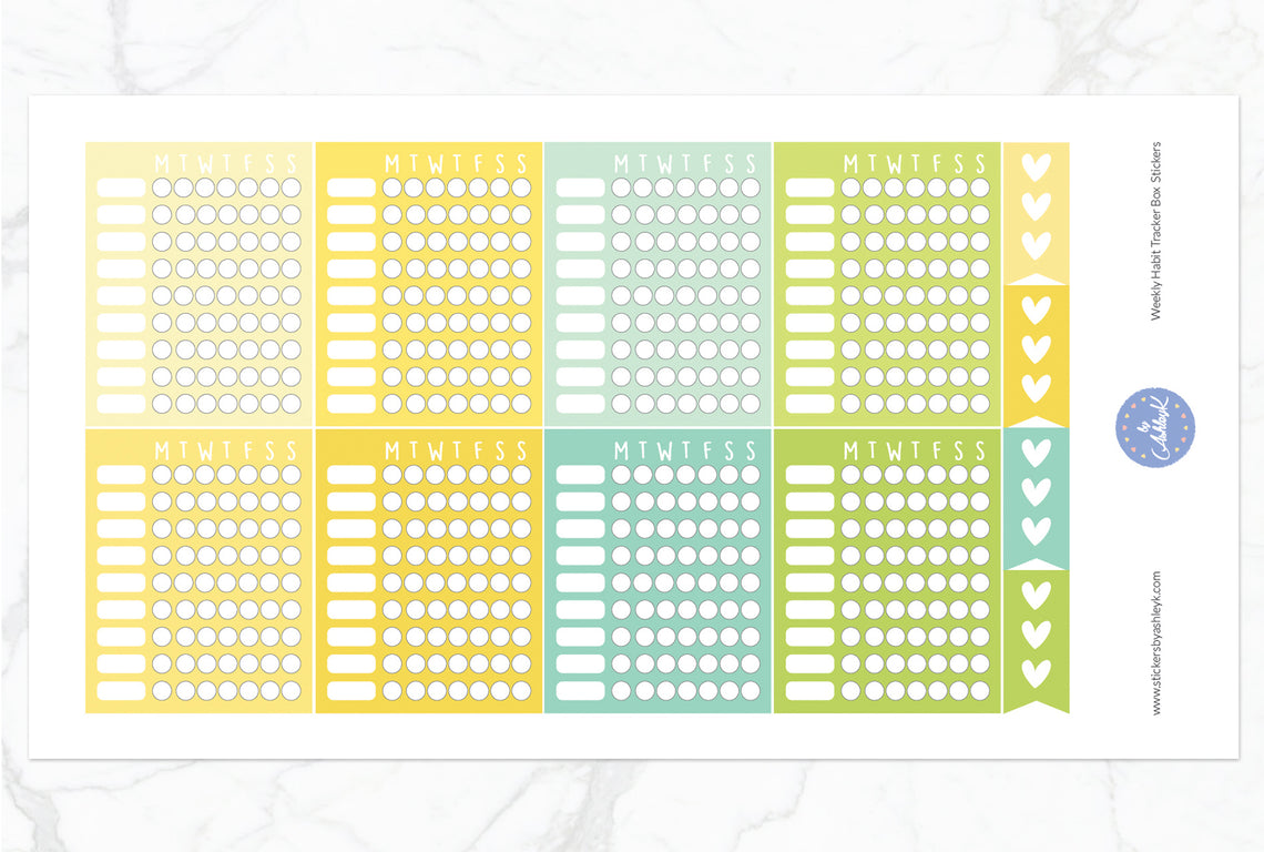 Weekly Habit Tracker Box Stickers - Lemon&Lime