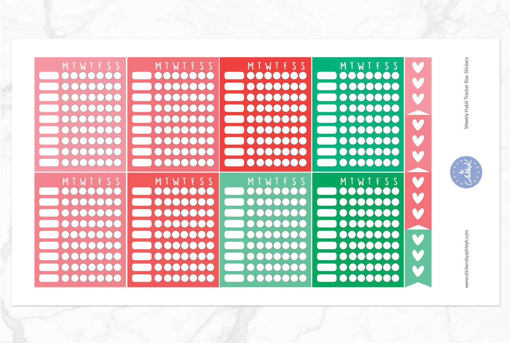 Weekly Habit Tracker Box Stickers - Watermelon
