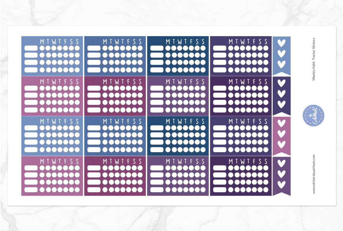 Weekly Habit Tracker Stickers - Blueberry
