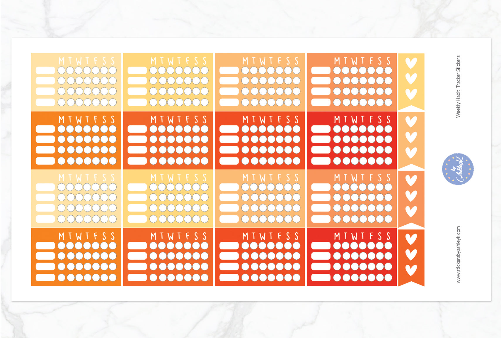 Weekly Habit Tracker Stickers - Orange