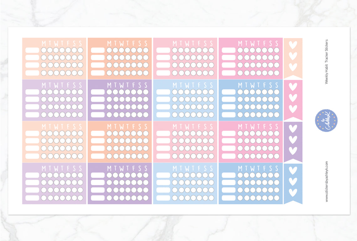Weekly Habit Tracker Stickers - Pastel Sunset