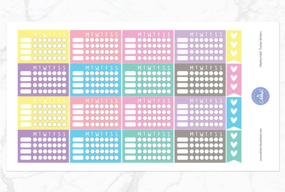 Weekly Habit Tracker Stickers - Pastel