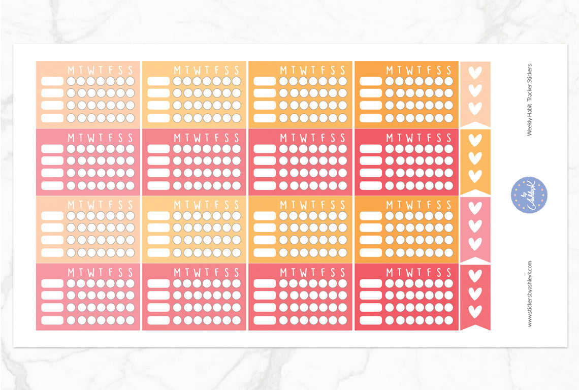 Weekly Habit Tracker Stickers - Peach
