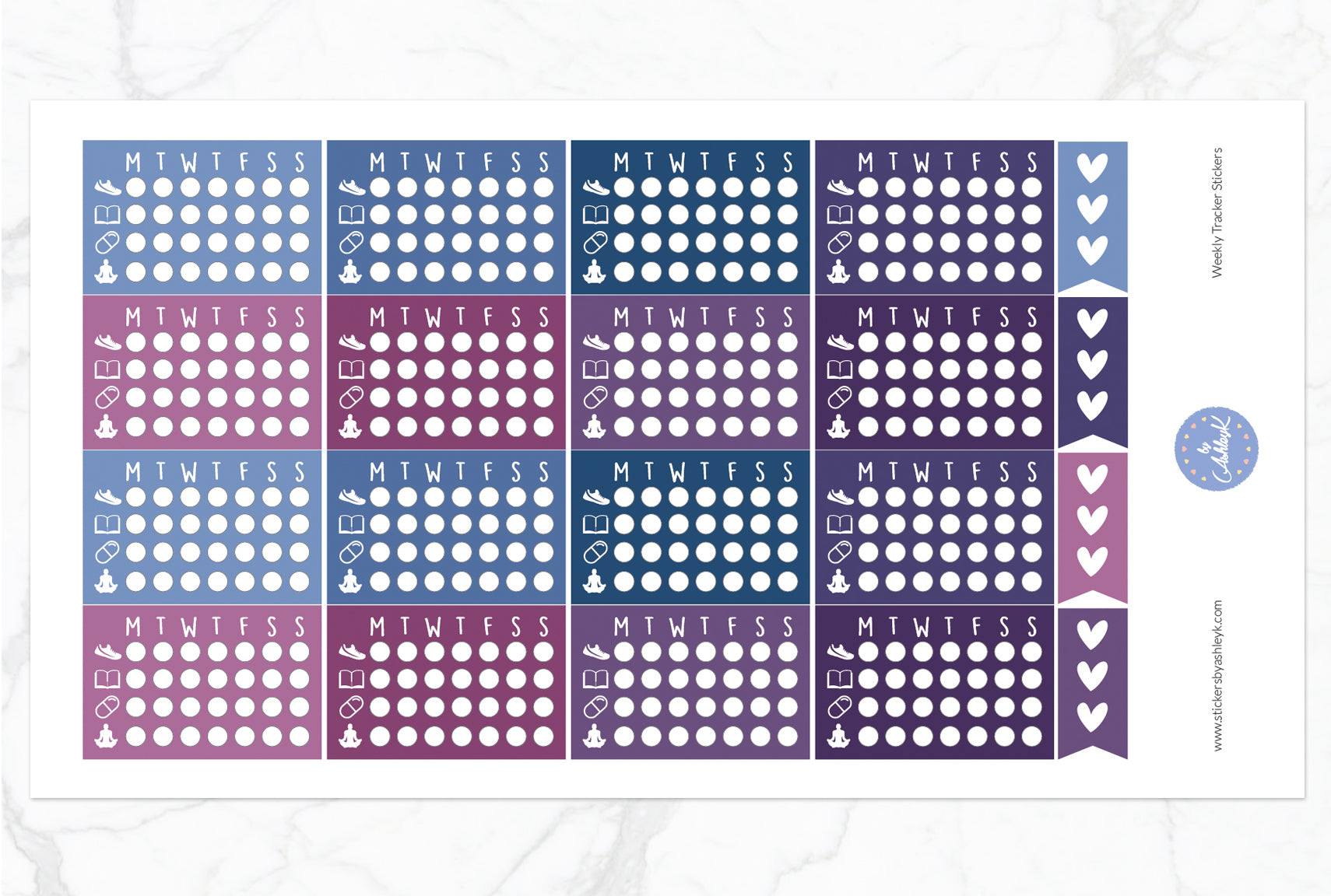 Weekly Tracker Stickers - Blueberry
