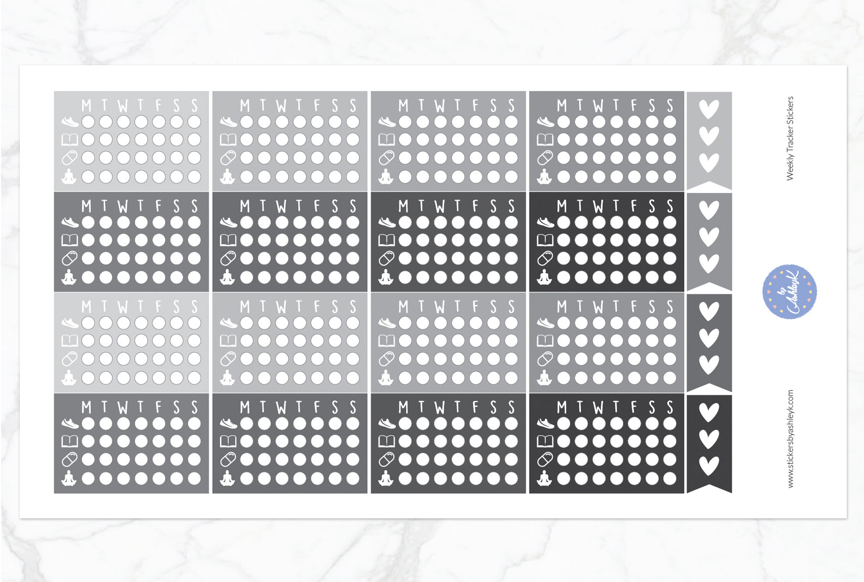 Weekly Tracker Stickers - Monochrome