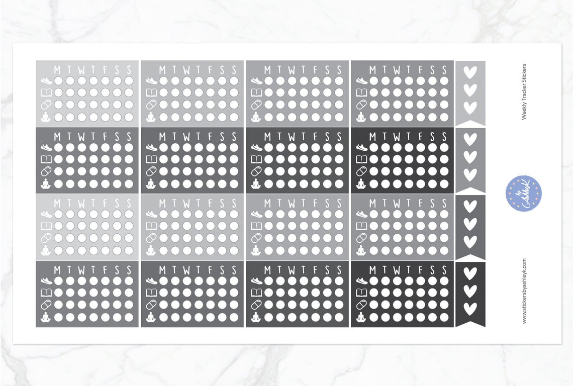 Weekly Tracker Stickers - Monochrome