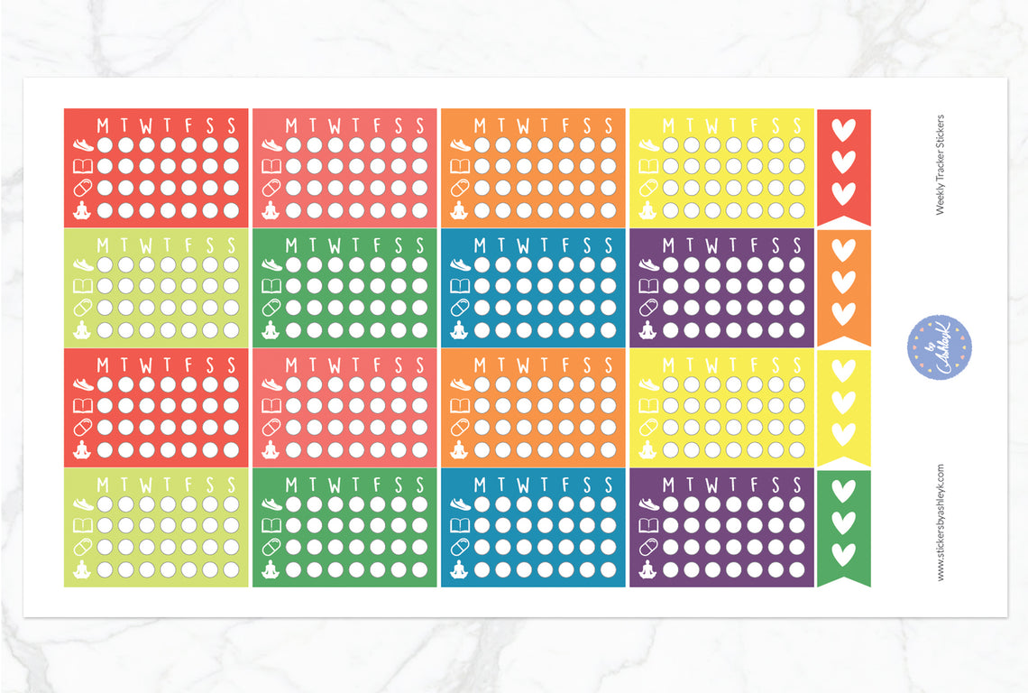 Weekly Tracker Stickers - Pastel Rainbow