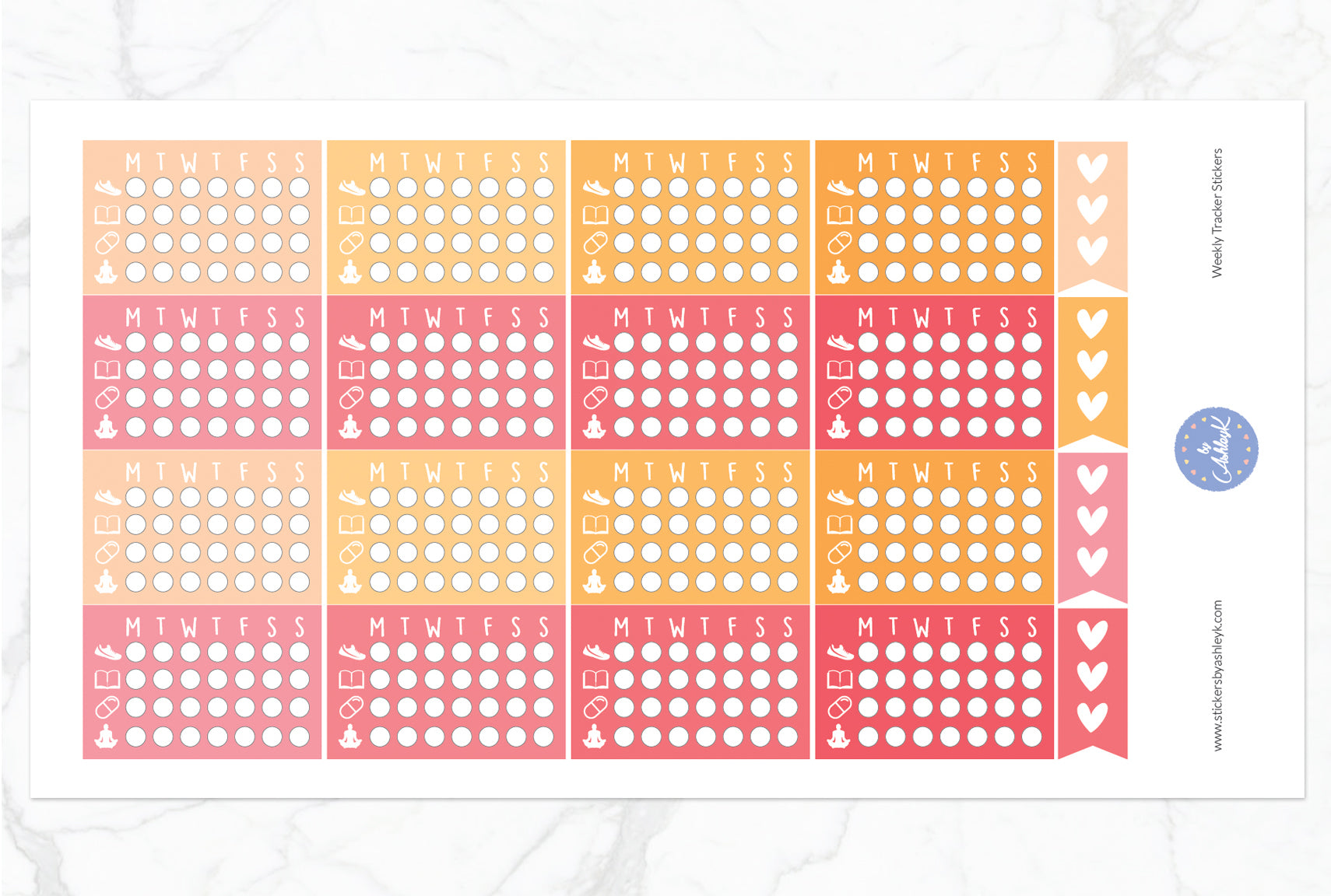Weekly Tracker Stickers - Peach