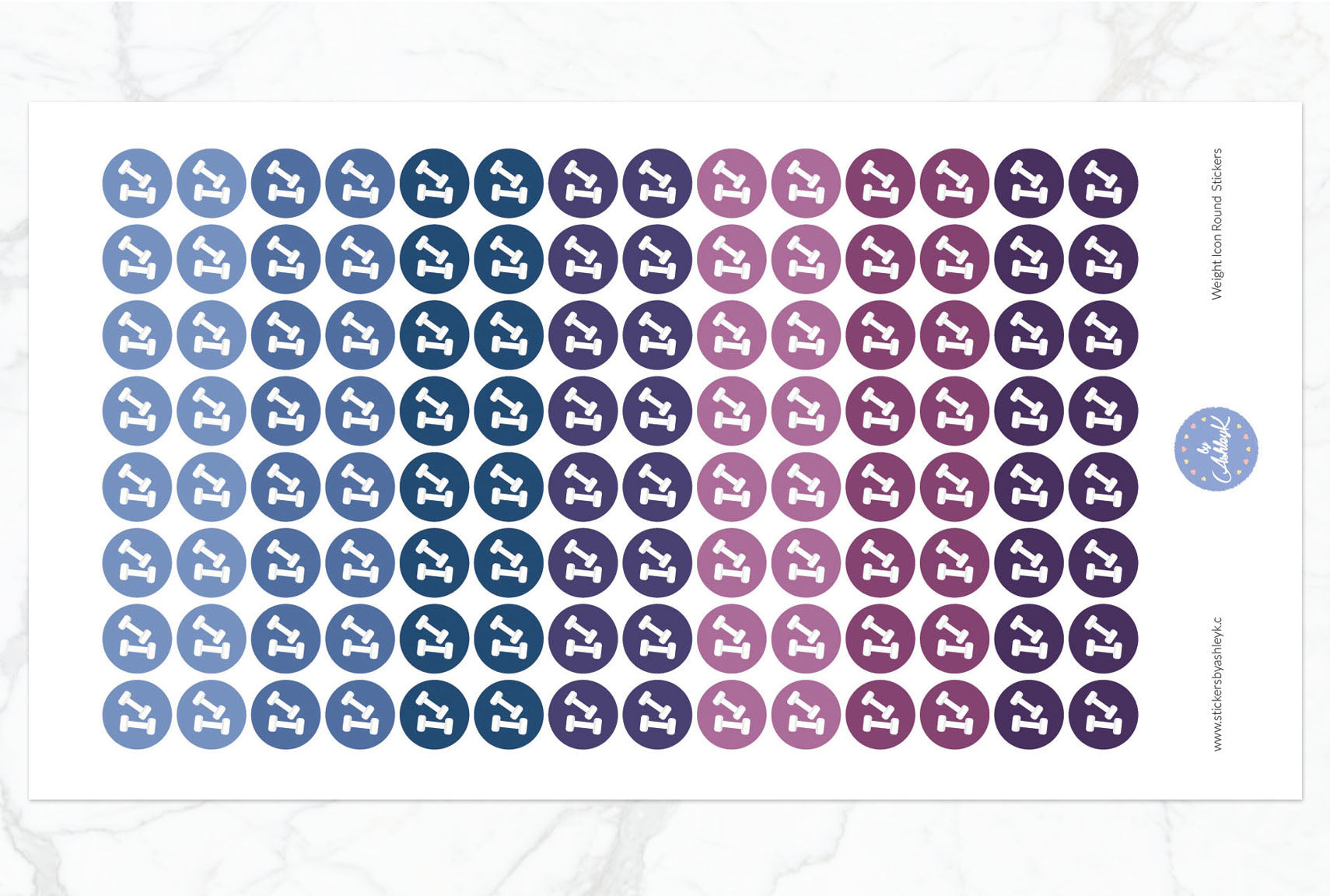 Weights Icon Round Stickers - Blueberry
