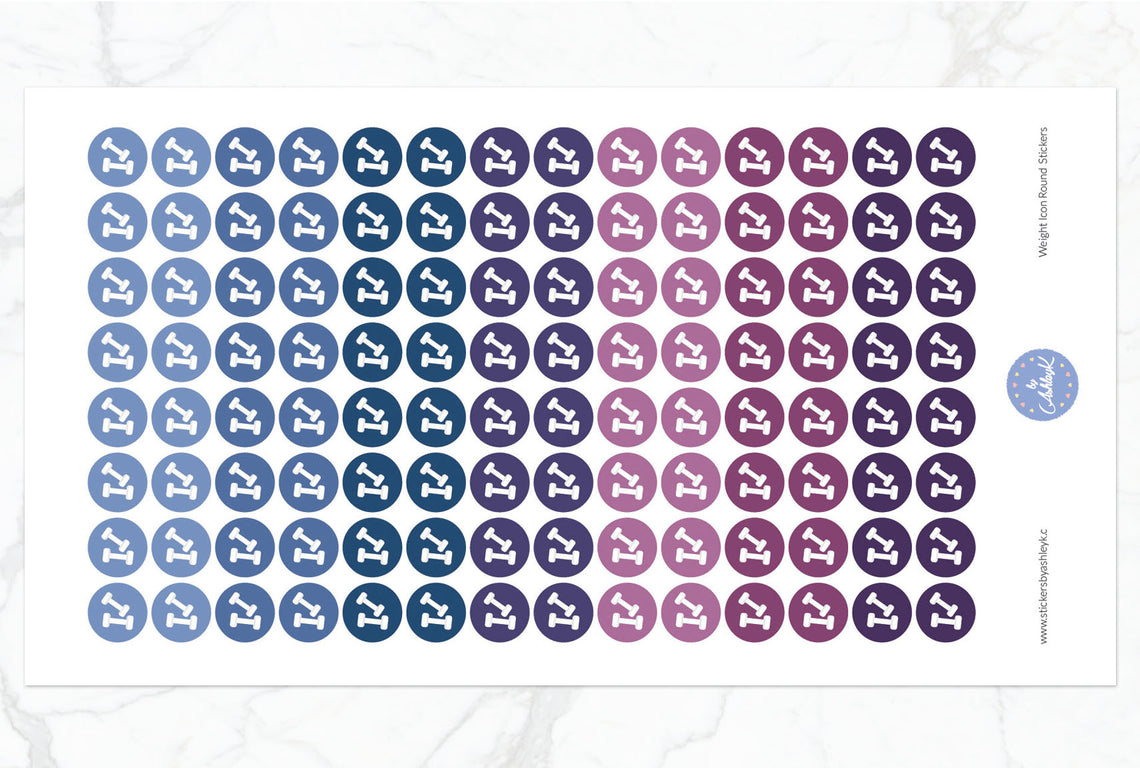 Weights Icon Round Stickers - Blueberry