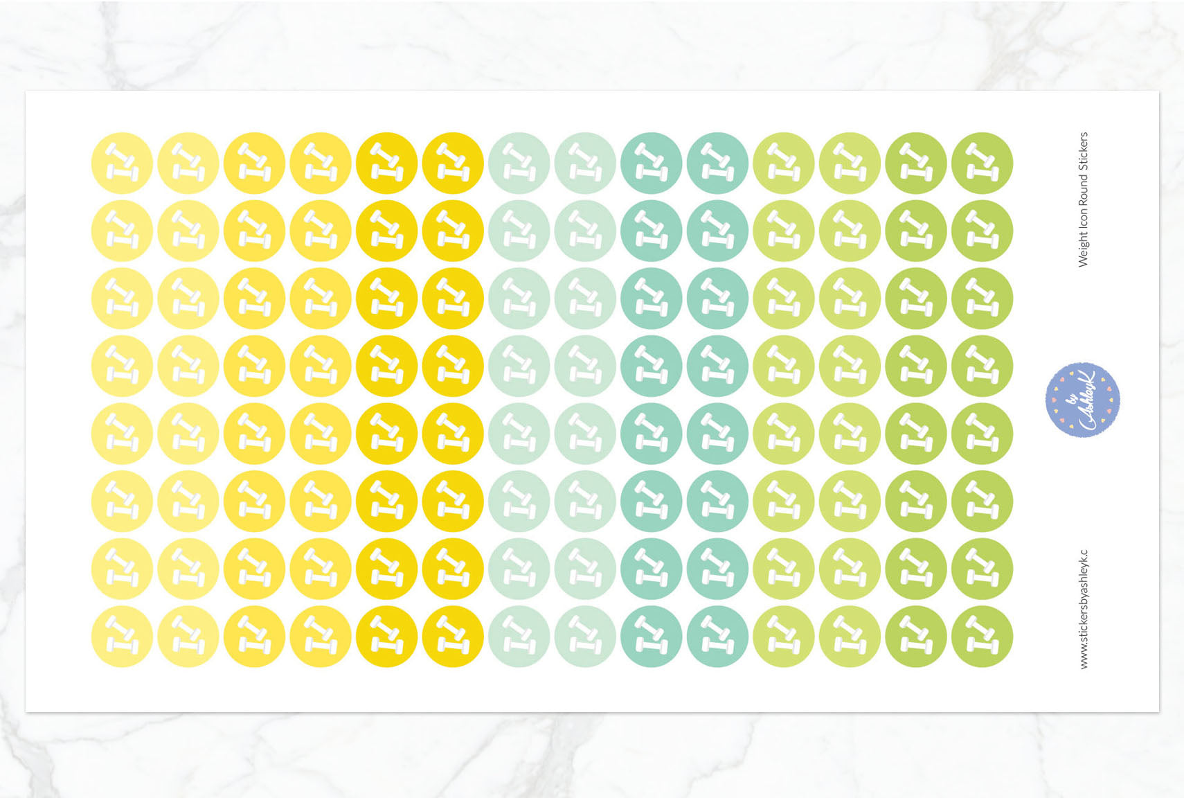 Weights Icon Round Stickers - Lemon&Lime