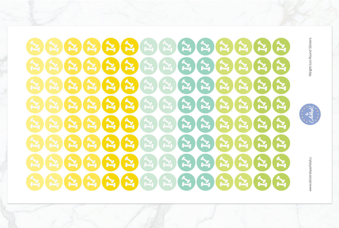 Weights Icon Round Stickers - Lemon&Lime