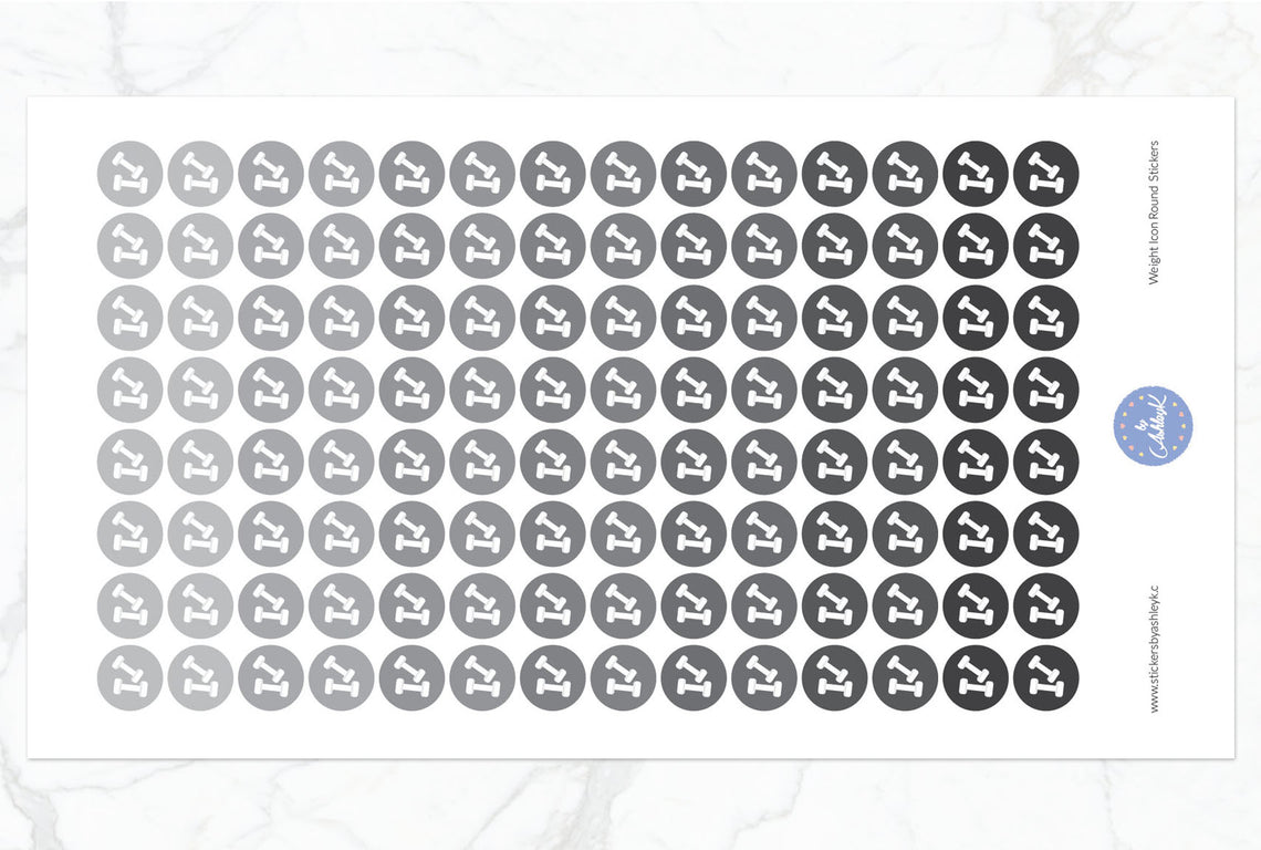 Weights Icon Round Stickers - Monochrome