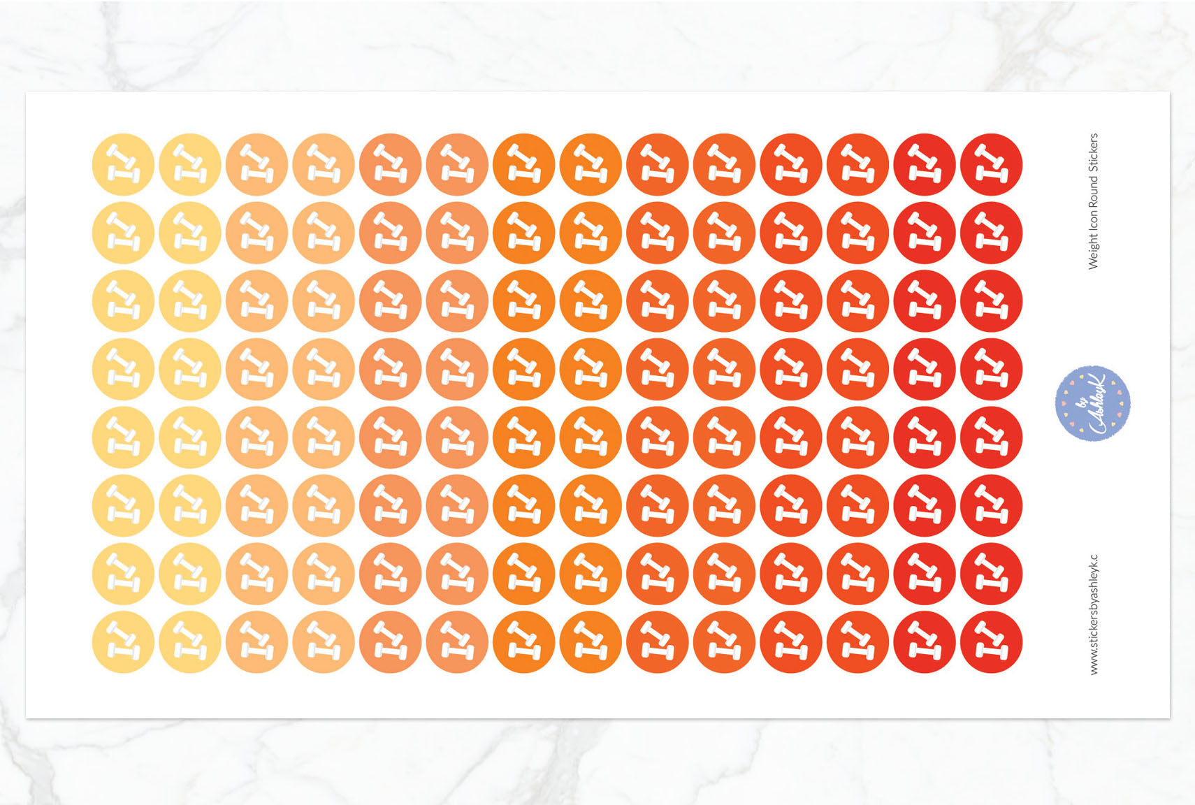 Weights Icon Round Stickers - Orange
