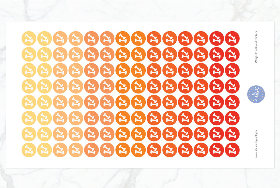 Weights Icon Round Stickers - Orange