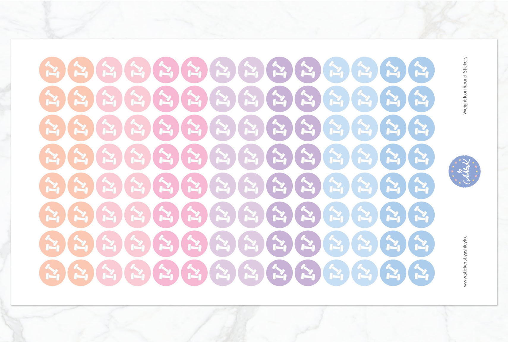 Weights Icon Round Stickers - Pastel Sunset