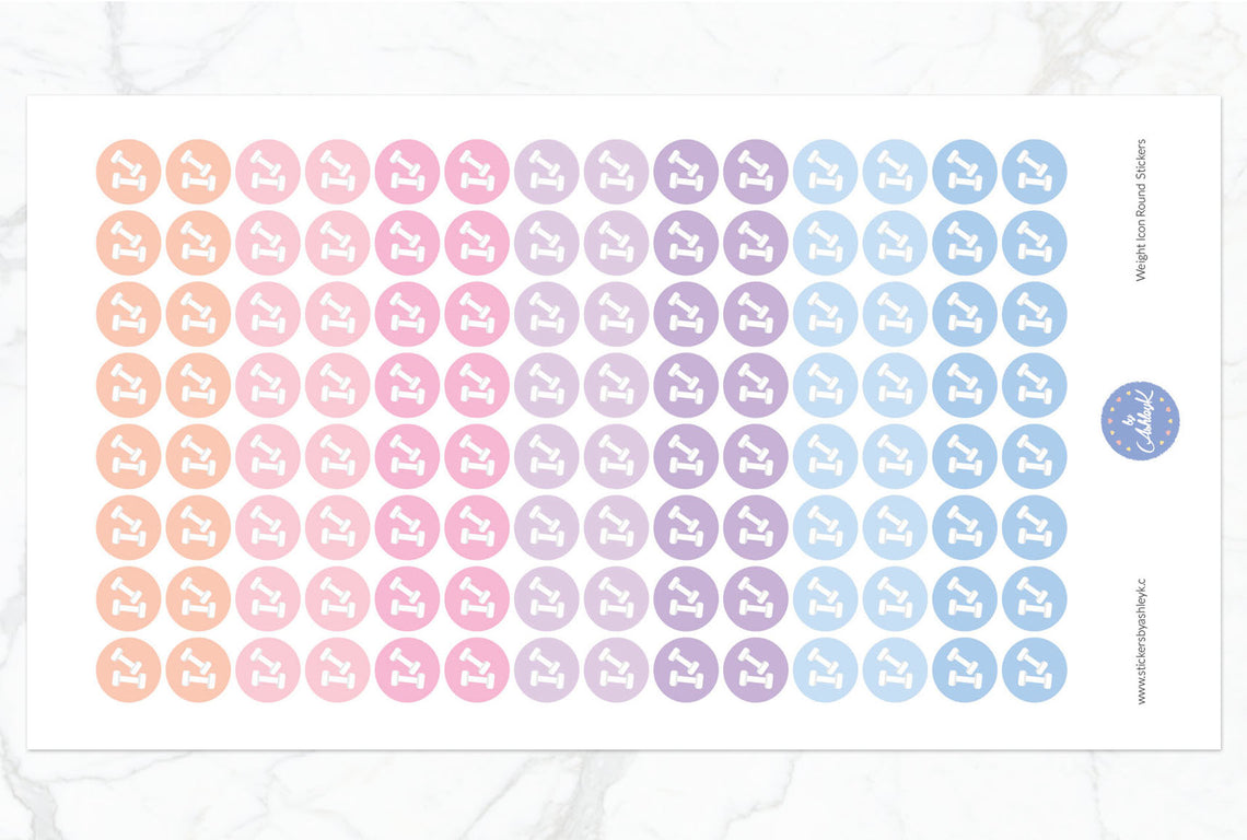 Weights Icon Round Stickers - Pastel Sunset