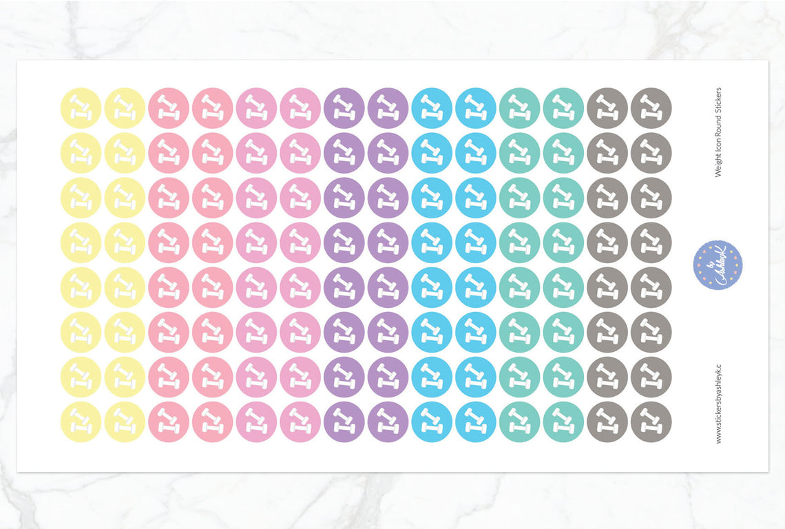 Weights Icon Round Stickers - Pastel