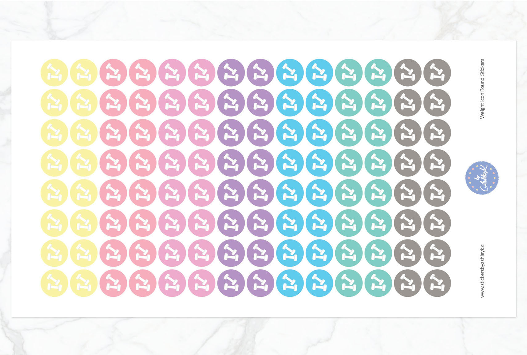 Weights Icon Round Stickers - Pastel