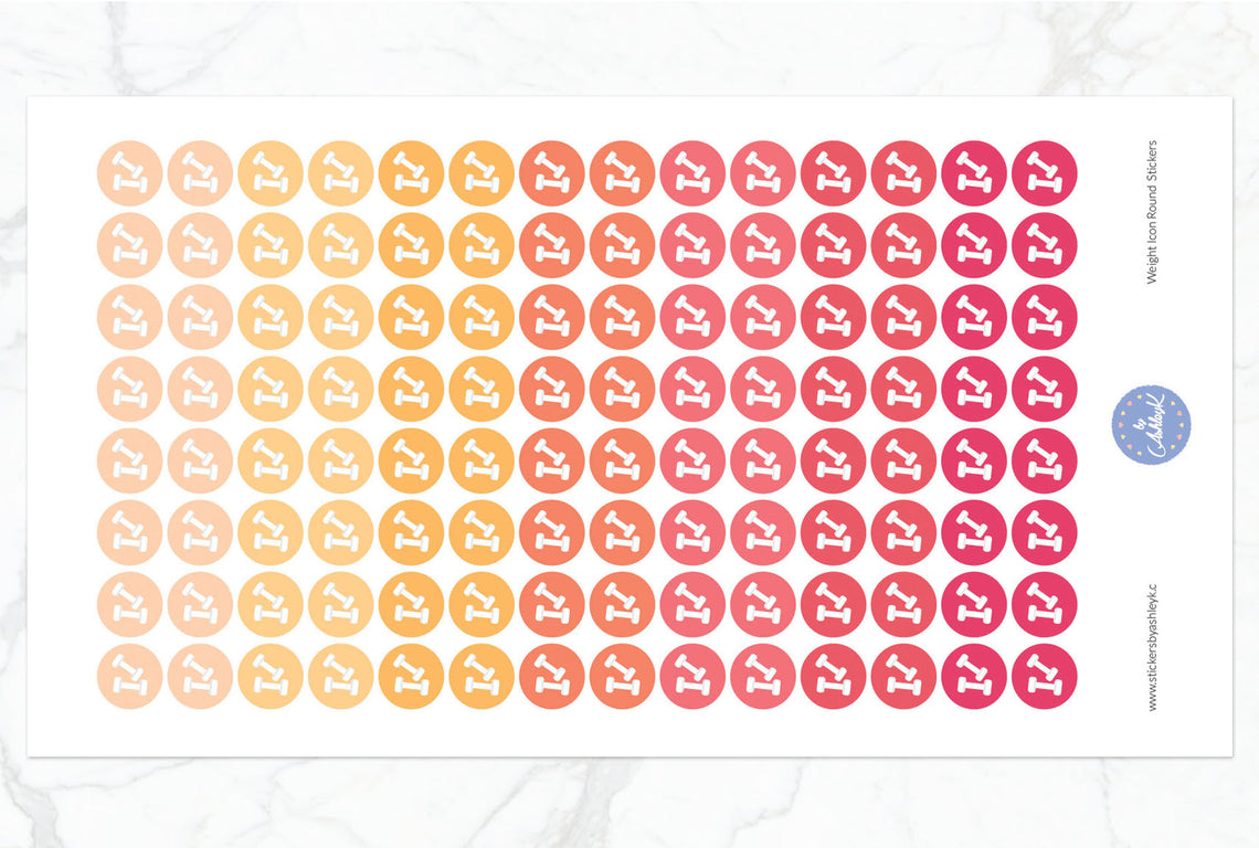 Weights Icon Round Stickers - Peach