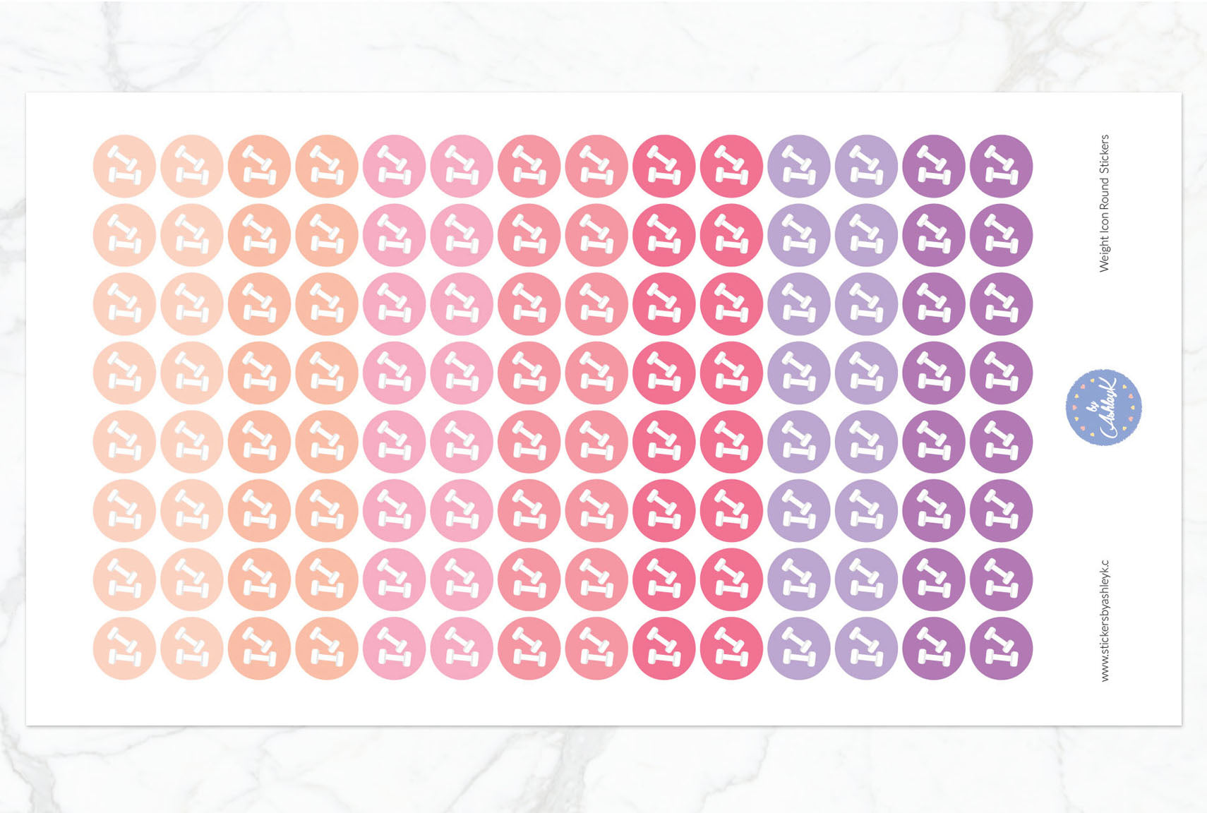 Weights Icon Round Stickers - Raspberry