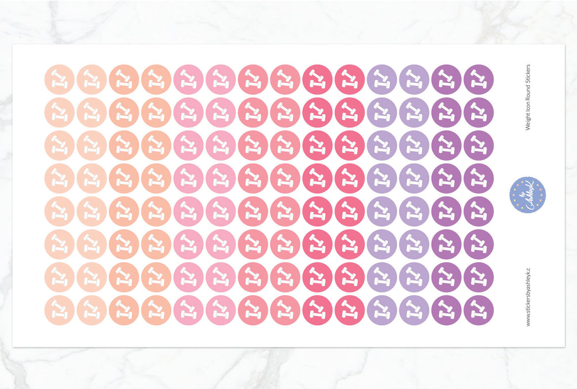 Weights Icon Round Stickers - Raspberry