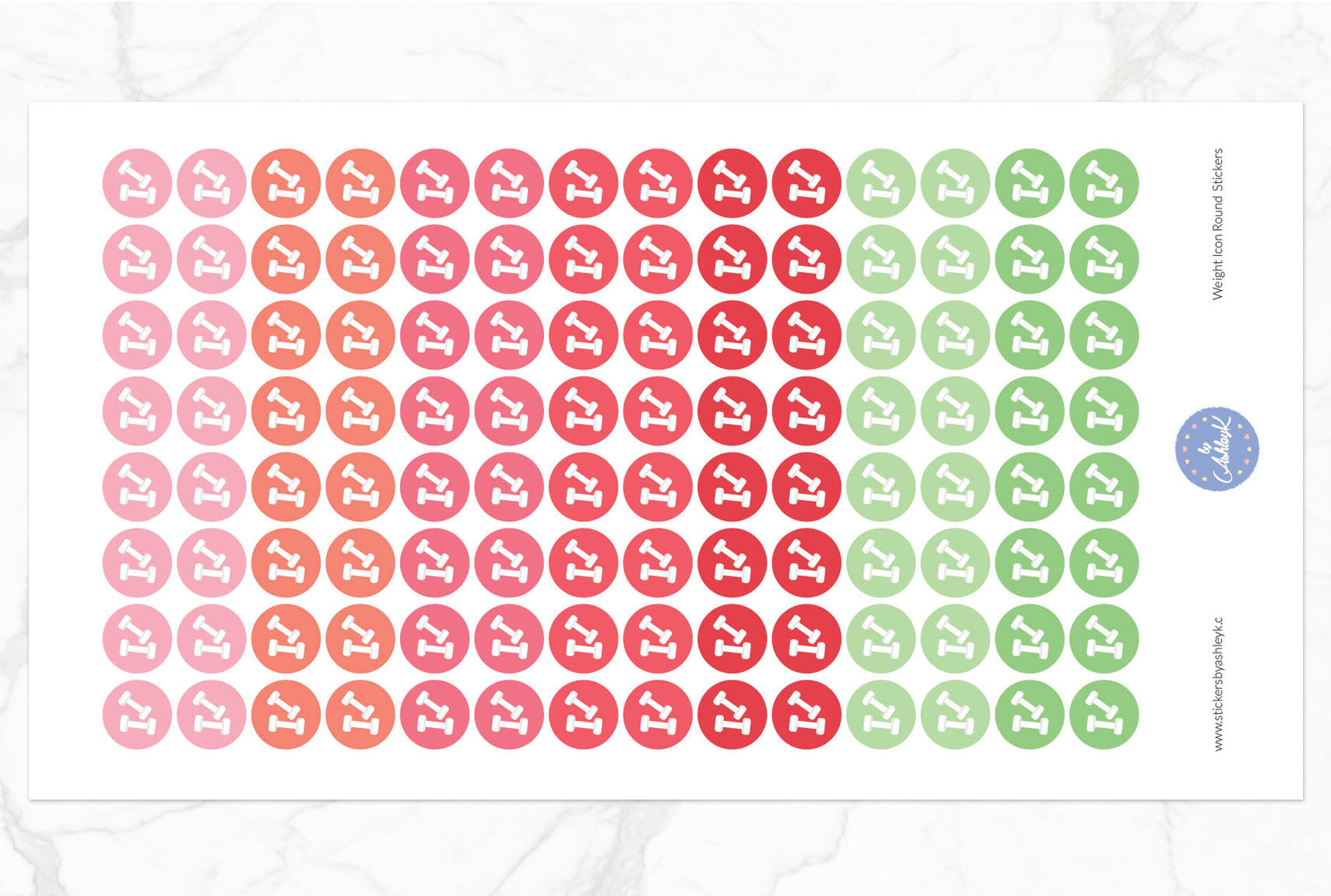 Weights Icon Round Stickers - Strawberry