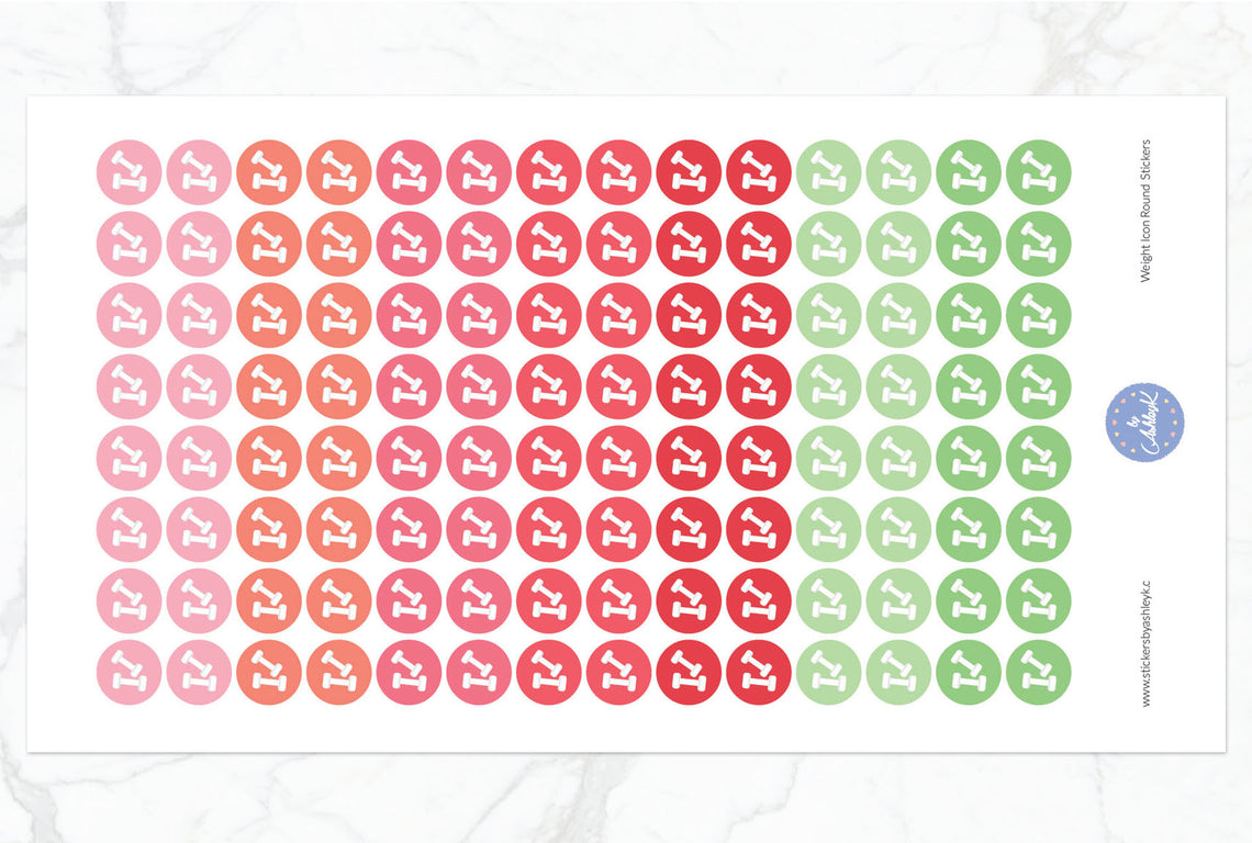 Weights Icon Round Stickers - Strawberry