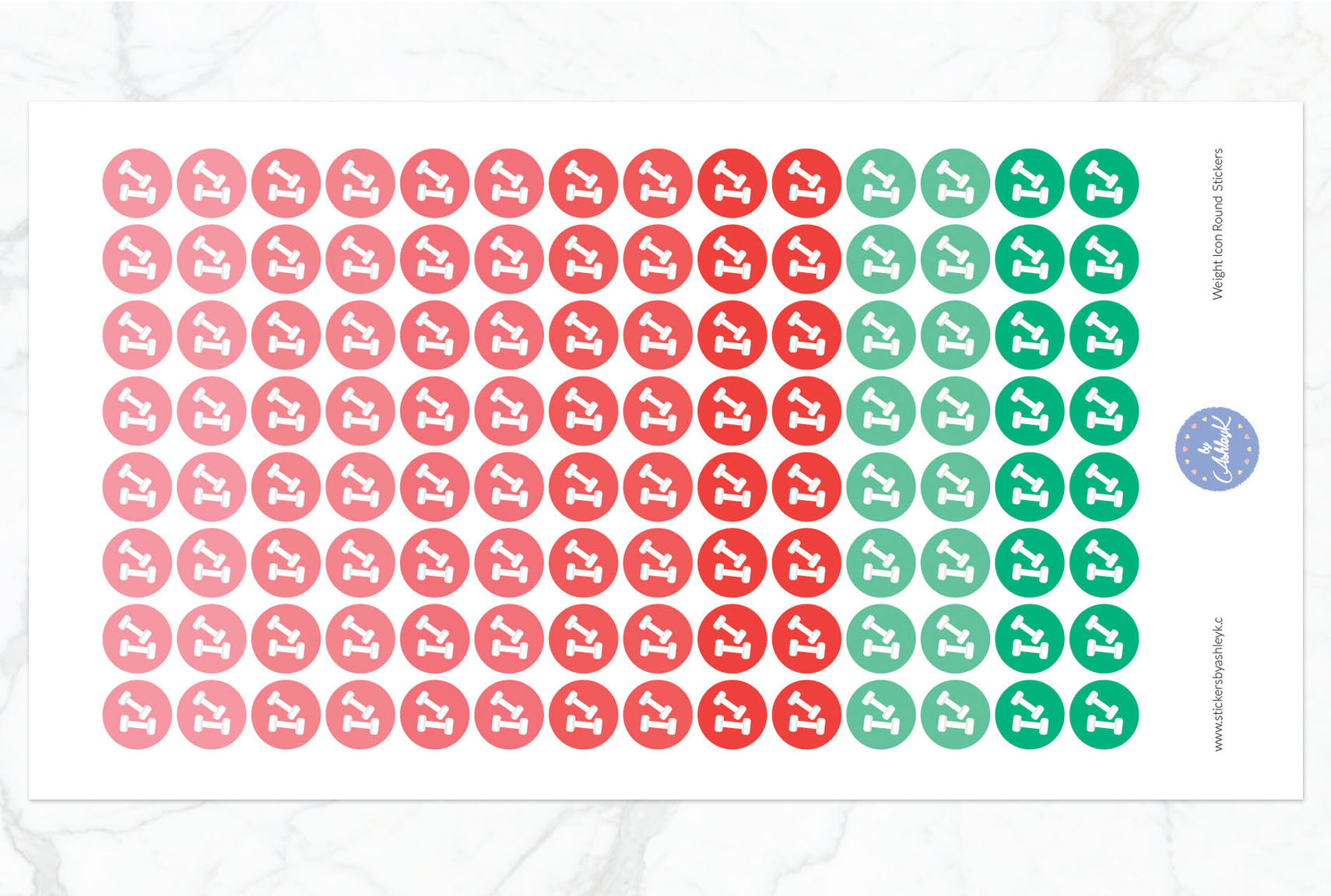 Weights Icon Round Stickers - Watermelon