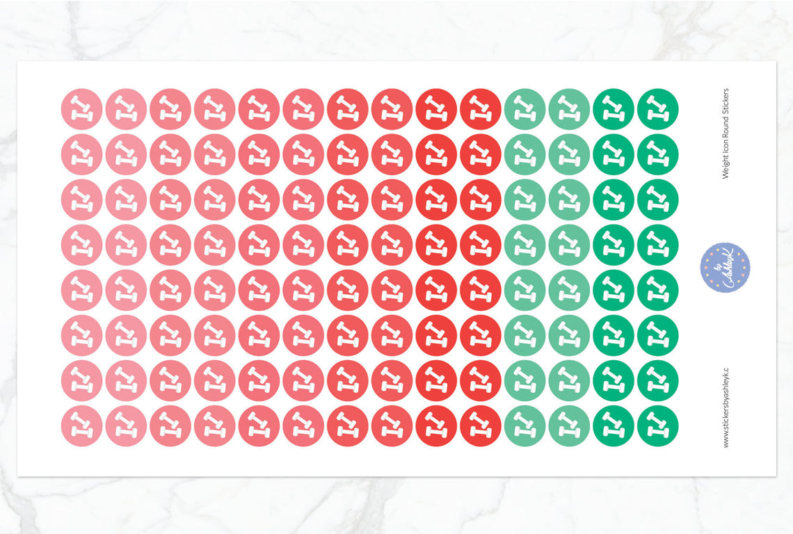 Weights Icon Round Stickers - Watermelon