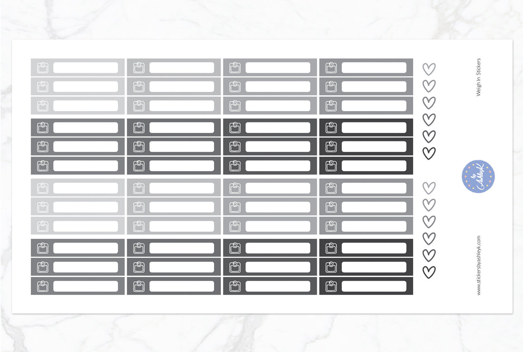 Weigh In Stickers - Monochrome