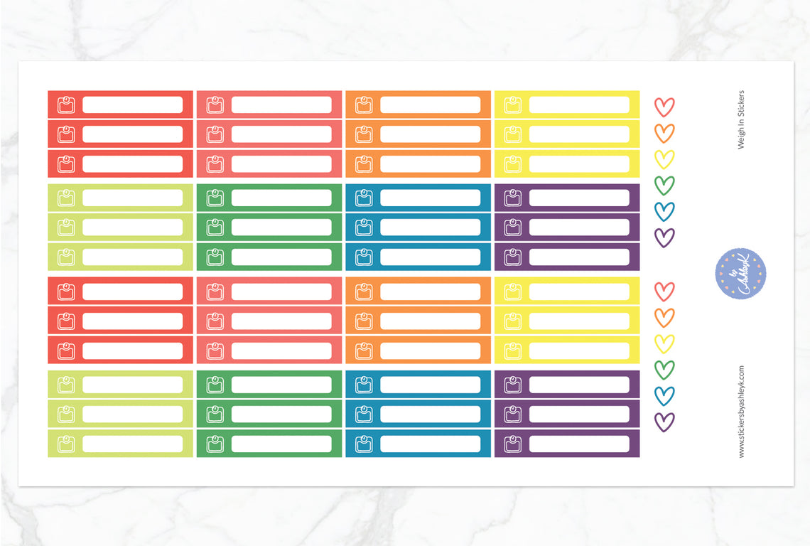Weigh In Stickers - Pastel Rainbow