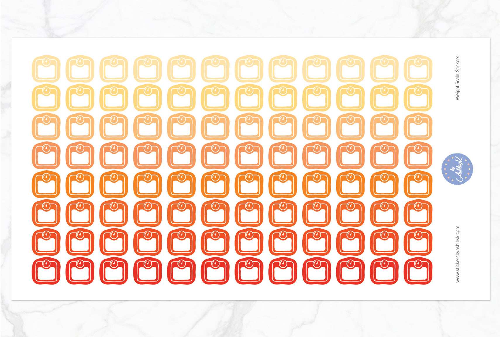 Weight Scale Stickers - Orange