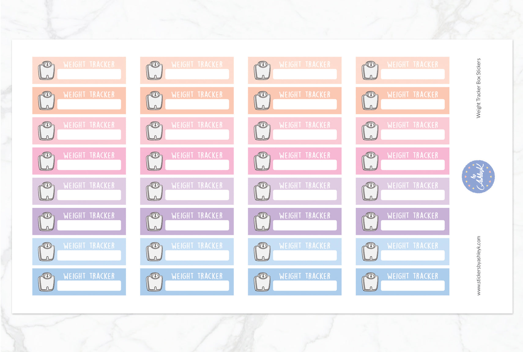 Weight Tracker Box Stickers - Pastel Sunset