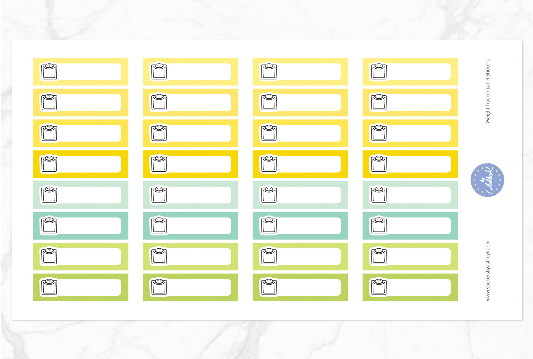 Weight Tracker Label Stickers - Lemon&Lime