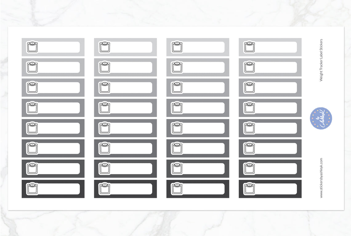Weight Tracker Label Stickers - Monochrome