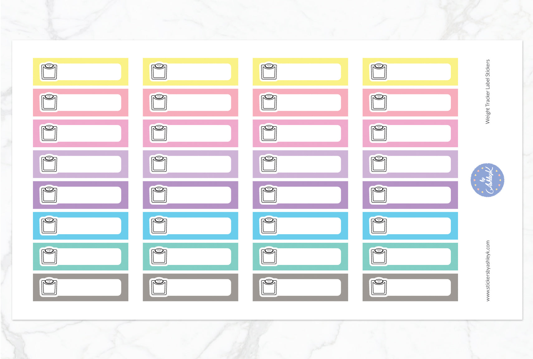 Weight Tracker Label Stickers - Pastel