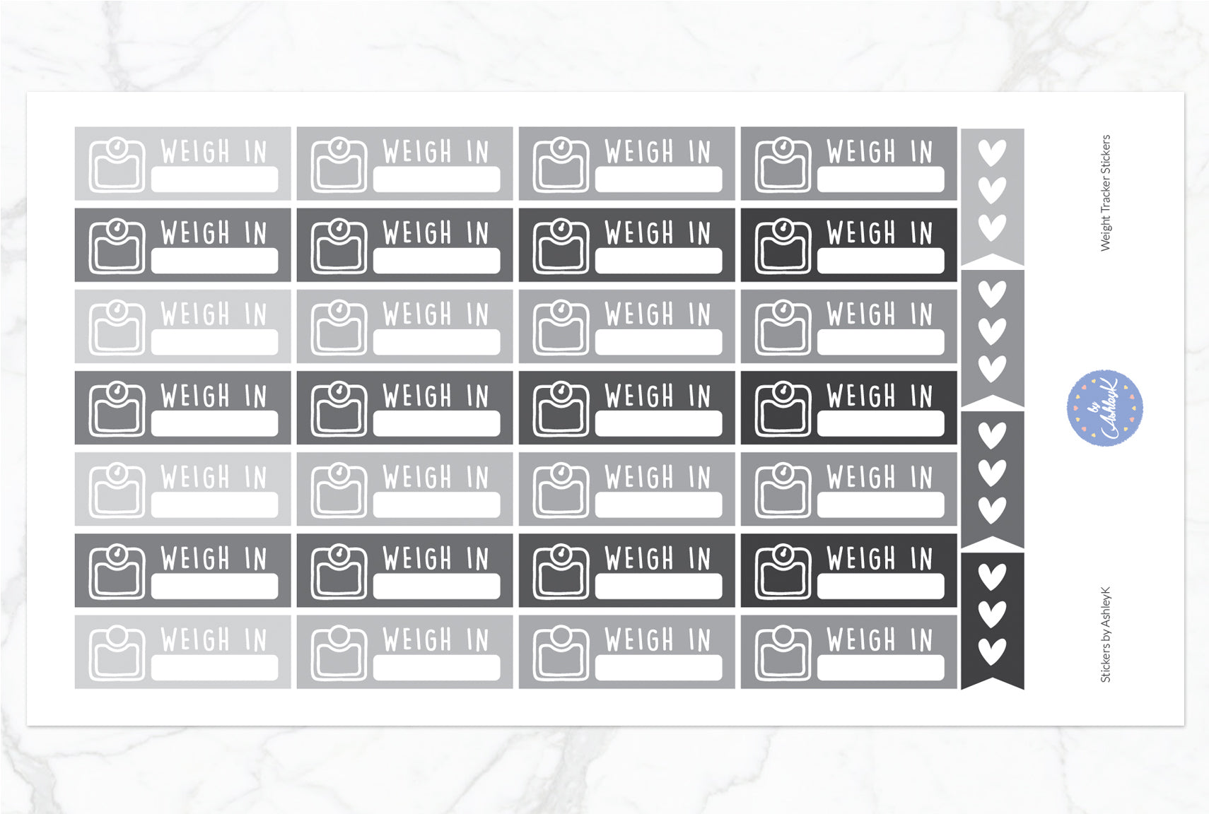 Weight Tracker Stickers - Monochrome