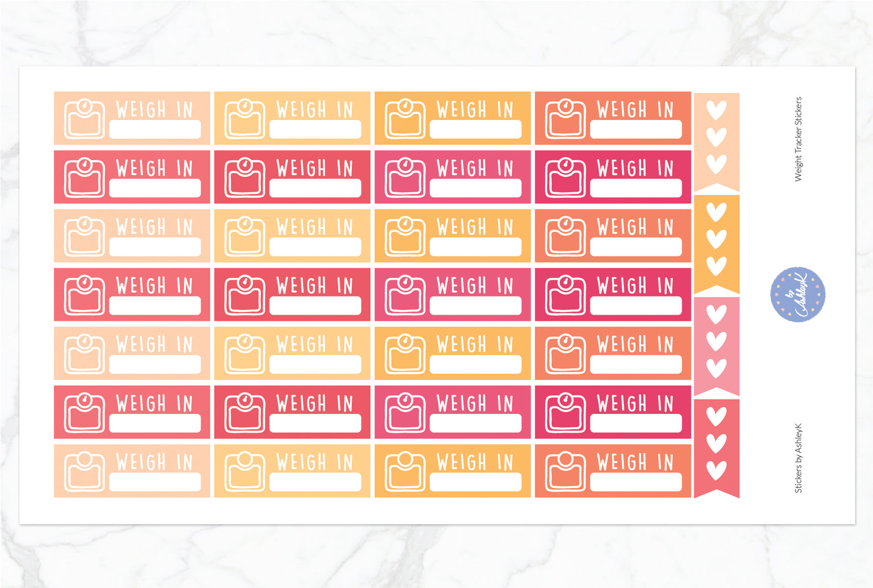 Weight Tracker Stickers - Peach