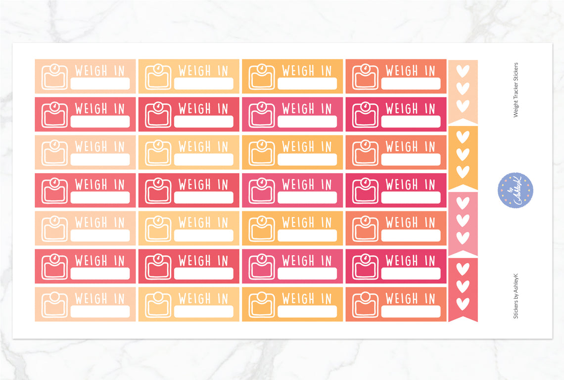 Weight Tracker Stickers - Peach