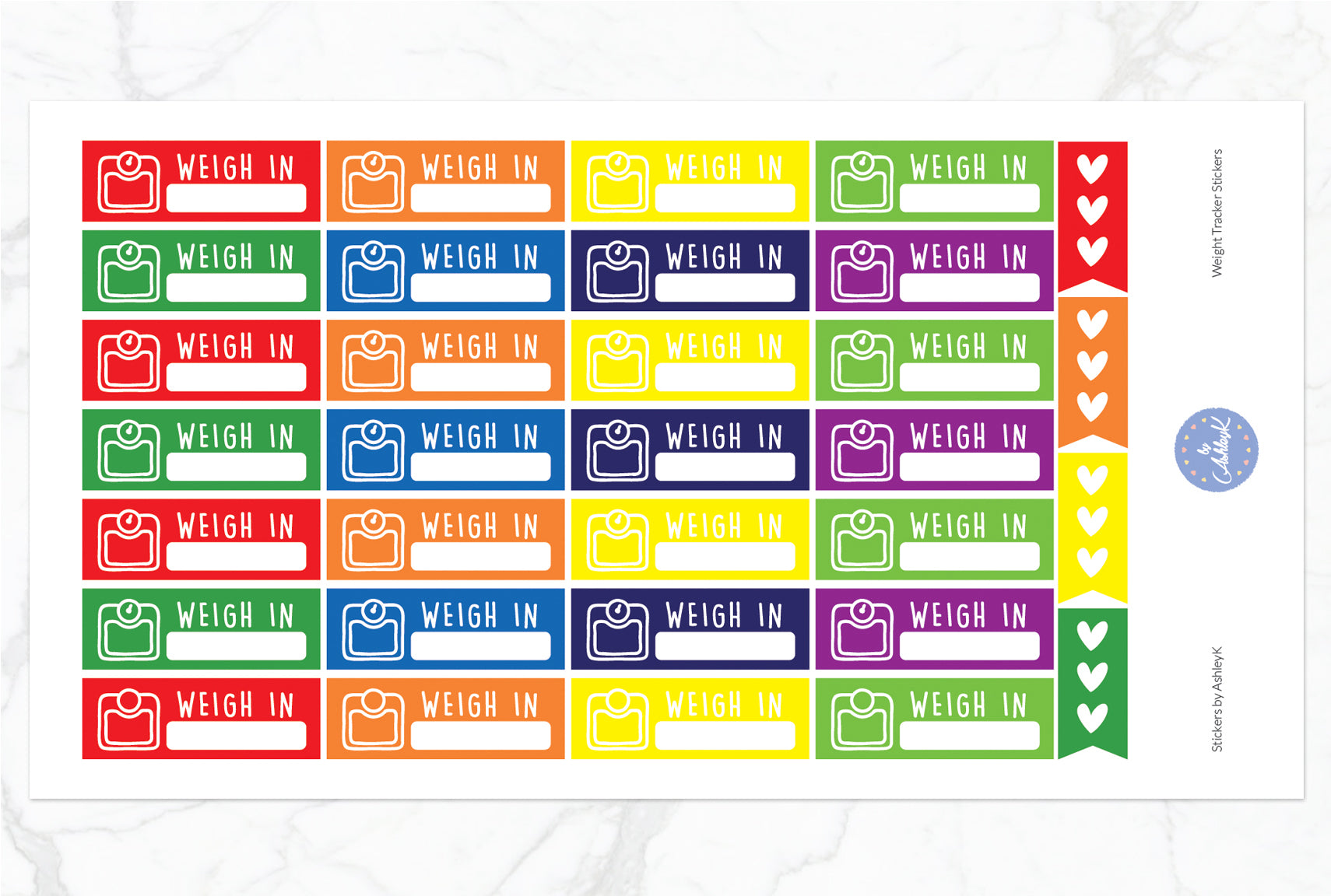 Weight Tracker Stickers - Rainbow