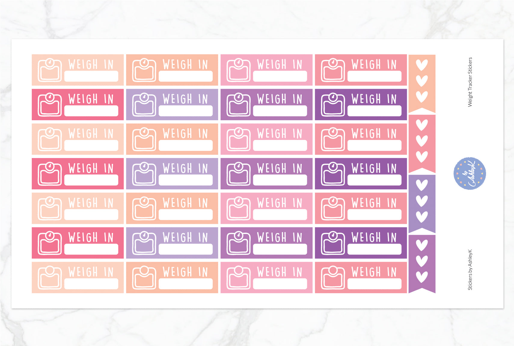 Weight Tracker Stickers - Raspberry