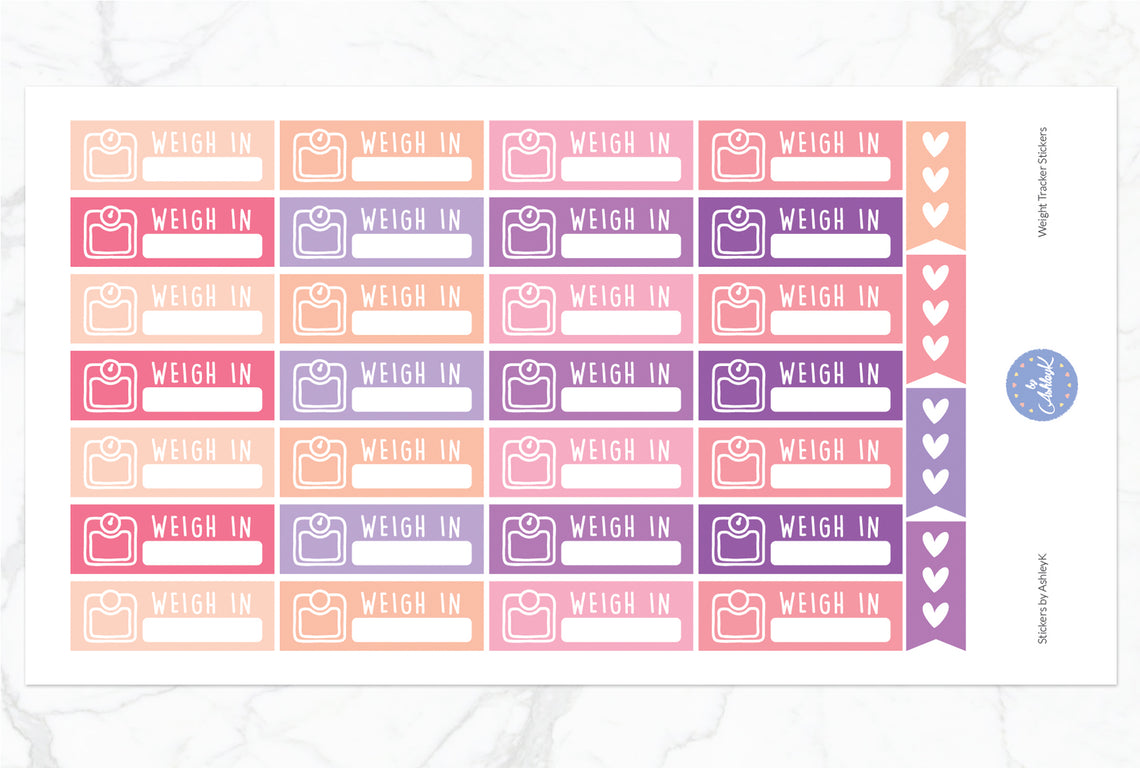 Weight Tracker Stickers - Raspberry