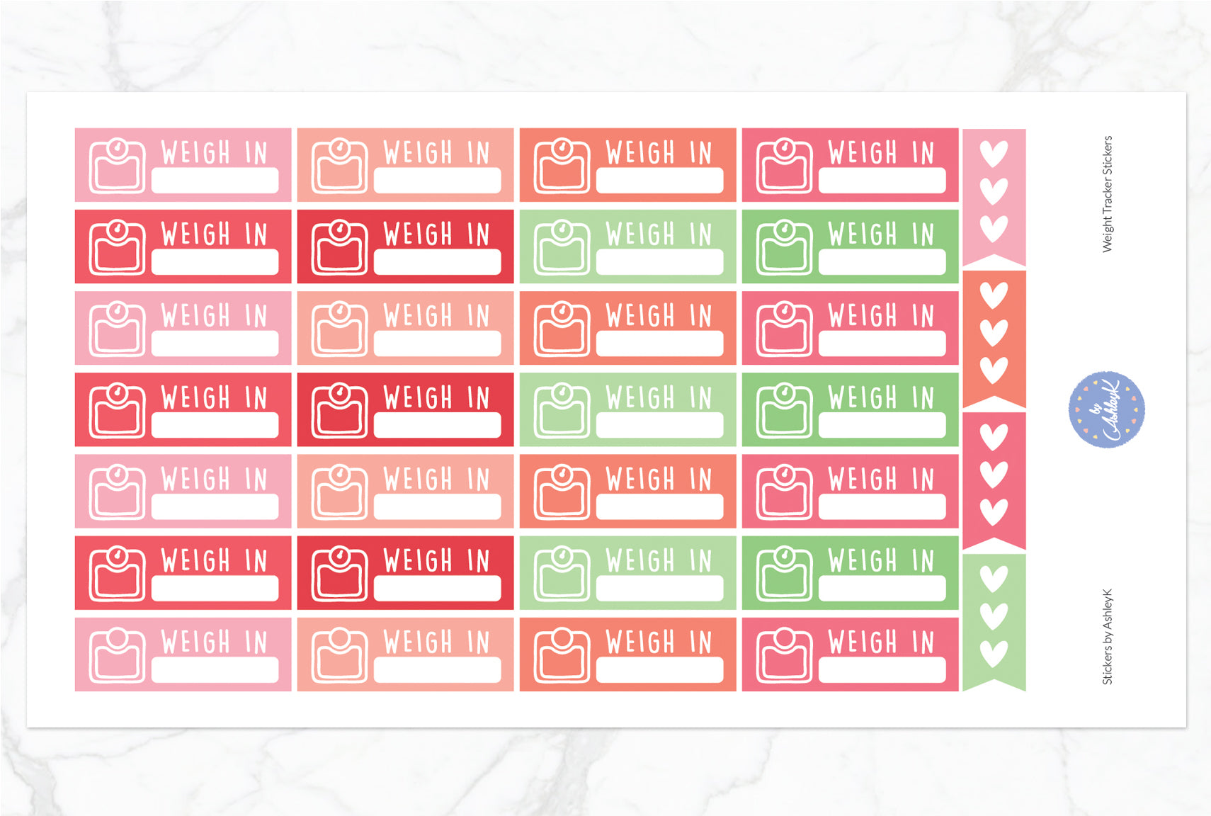 Weight Tracker Stickers - Strawberry
