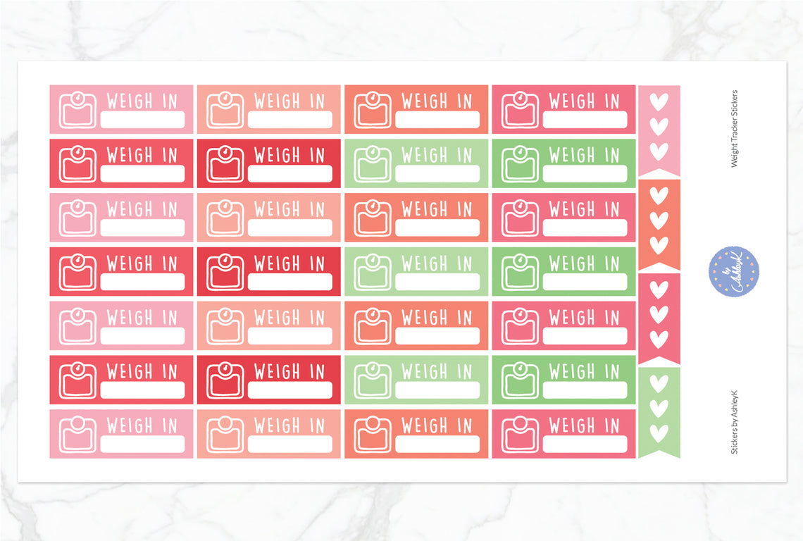 Weight Tracker Stickers - Strawberry