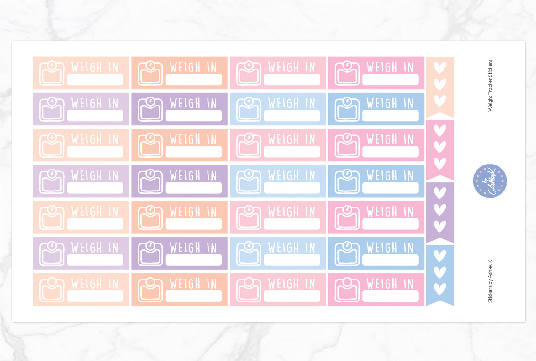 Weight Tracker Stickers - Pastel Sunset
