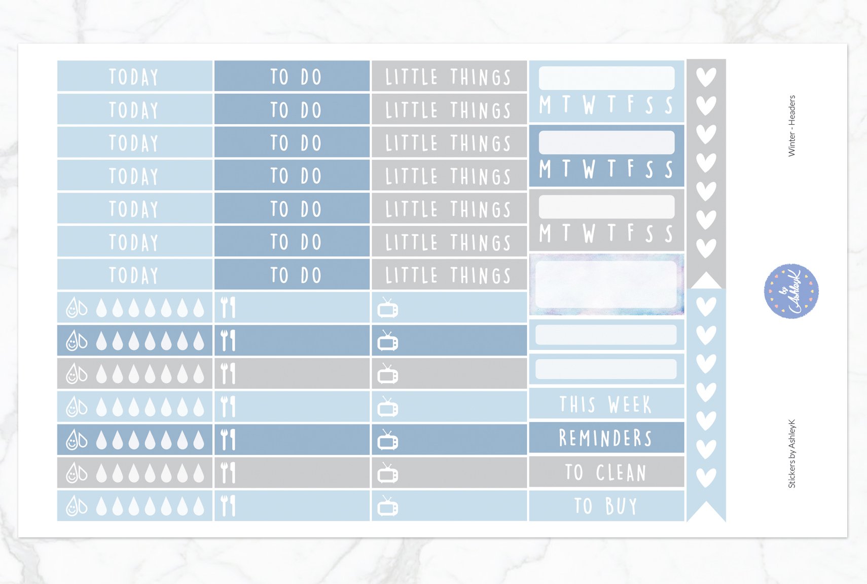 Winter Weekly Kit  - Functional Sheet